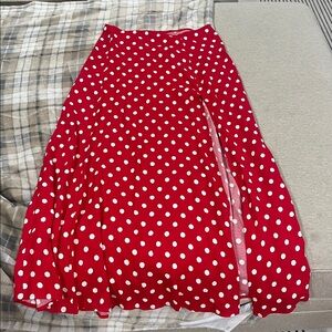 Reformation Red Polka Dot Zoe Skirt